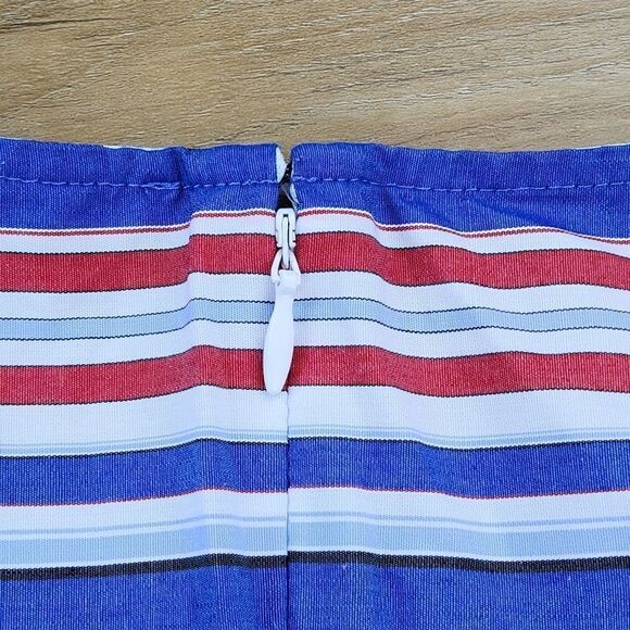 🍑Tommy Hilfiger Blue Striped Sleeveless Peplum Top Medium - Picture 5 of 9